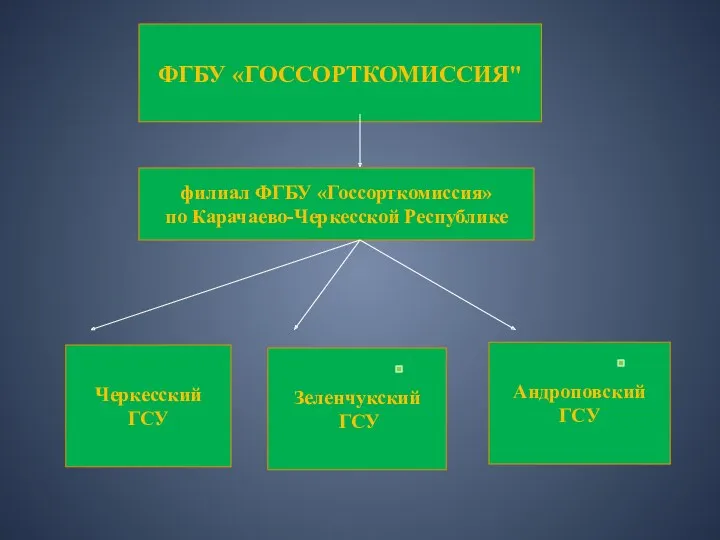 ФГБУ «ГОССОРТКОМИССИЯ" филиал ФГБУ «Госсорткомиссия» по Карачаево-Черкесской Республике Черкесский ГСУ Зеленчукский ГСУ Андроповский ГСУ