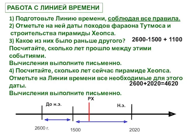 РАБОТА С ЛИНИЕЙ ВРЕМЕНИ 1) Подготовьте Линию времени, соблюдая все