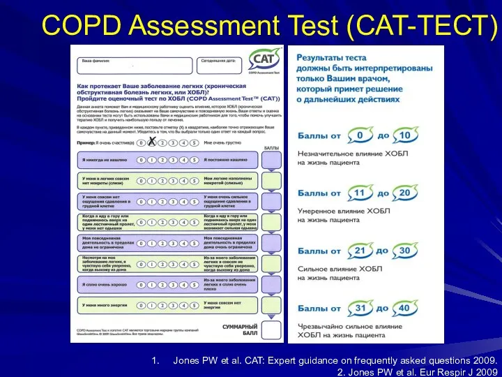 COPD Assessment Test (CAT-ТЕСТ) Jones PW et al. CAT: Expert