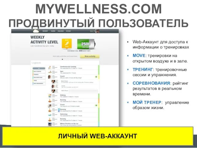 ЛИЧНЫЙ WEB-АККАУНТ Web-Аккаунт для доступа к информации о тренировках MOVE: