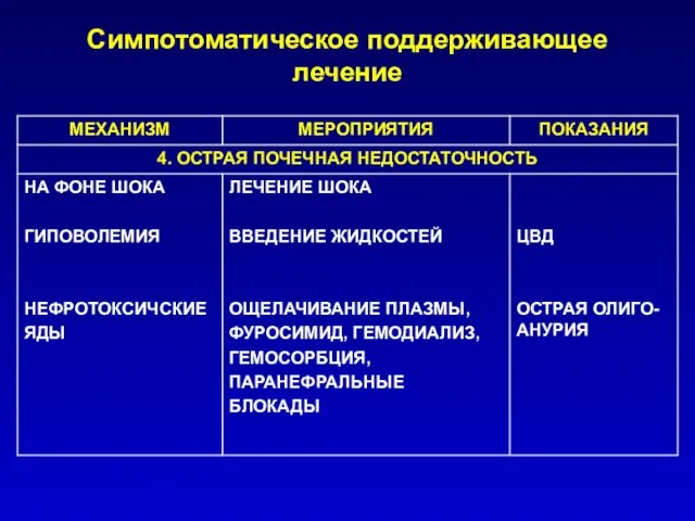 Симпотоматическое поддерживающее лечение