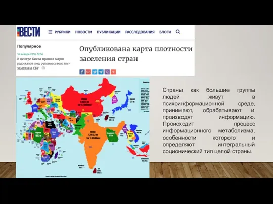 Страны как большие группы людей живут в психоинформационной среде, принимают,