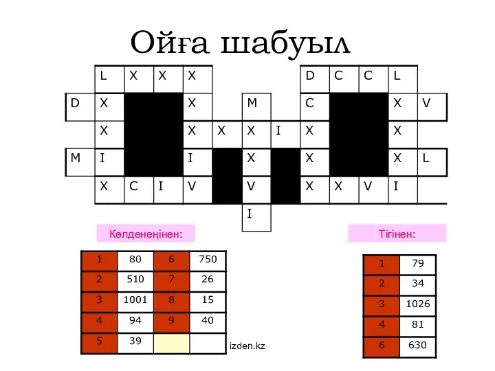 Ойға шабуыл Көлденеңінен: Тігінен: izden.kz