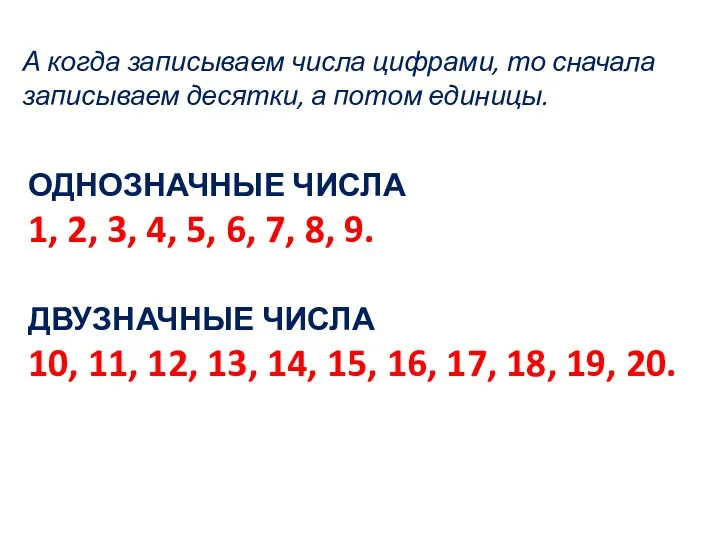 ОДНОЗНАЧНЫЕ ЧИСЛА 1, 2, 3, 4, 5, 6, 7, 8,