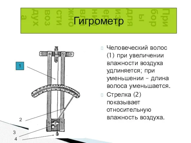 Приборы для измерения влажности воздуха Человеческий волос (1) при увеличении