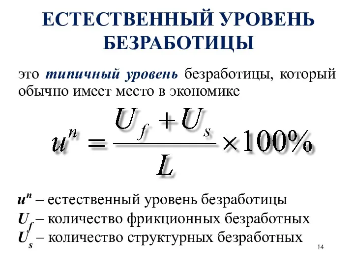 ЕСТЕСТВЕННЫЙ УРОВЕНЬ БЕЗРАБОТИЦЫ это типичный уровень безработицы, который обычно имеет