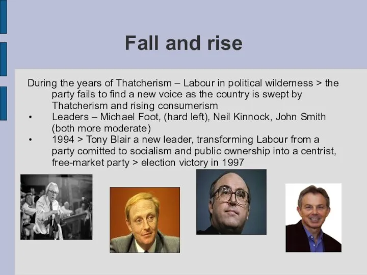 Fall and rise During the years of Thatcherism – Labour