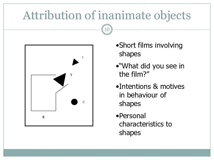Attribution of inanimate objects Short films involving shapes “What did