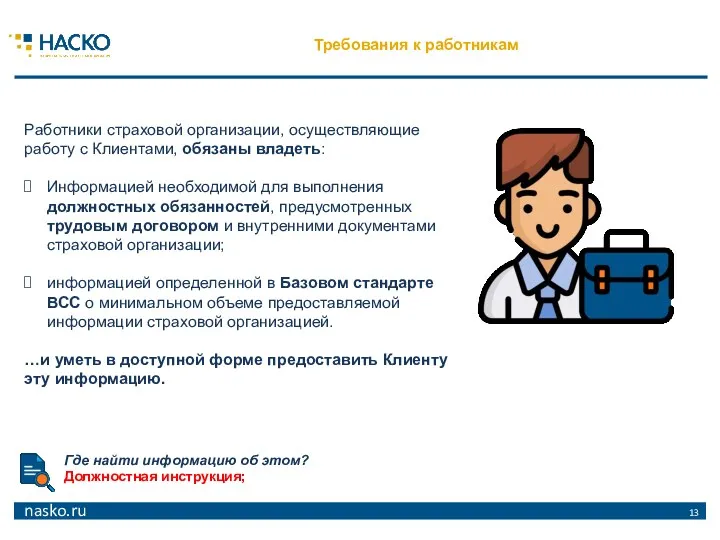 Требования к работникам Работники страховой организации, осуществляющие работу с Клиентами,