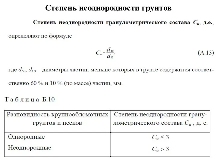 Степень неоднородности грунтов