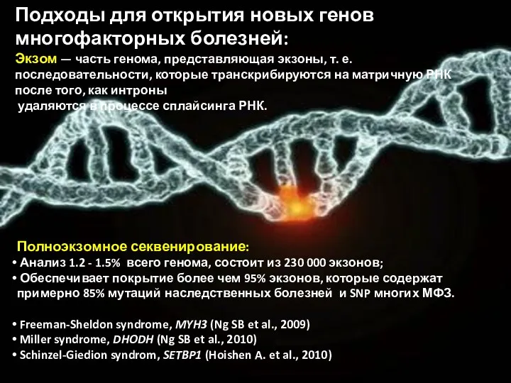 Подходы для открытия новых генов многофакторных болезней: Экзом — часть