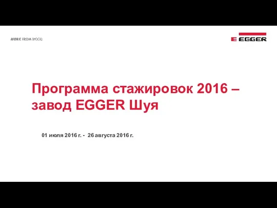 Программа стажировок 2016 – завод EGGER Шуя