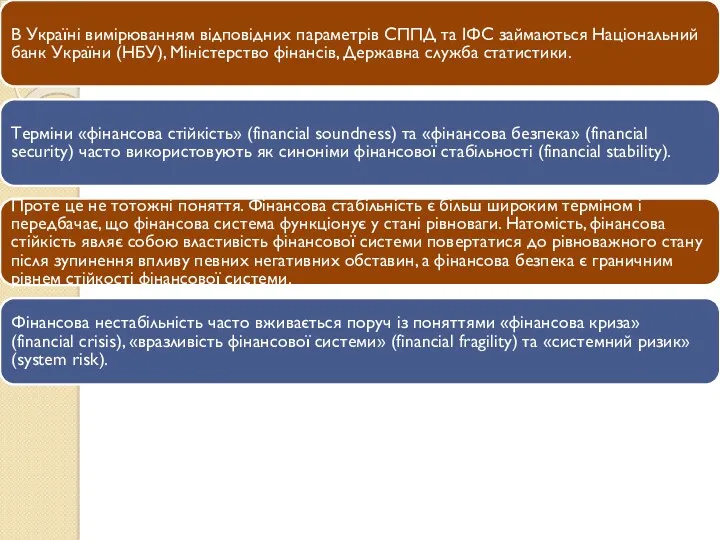 В Україні вимірюванням відповідних параметрів СППД та ІФС займаються Національний банк України (НБУ),