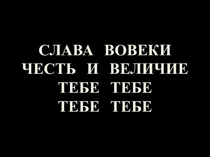 СЛАВА ВОВЕКИ ЧЕСТЬ И ВЕЛИЧИЕ ТЕБЕ ТЕБЕ ТЕБЕ ТЕБЕ