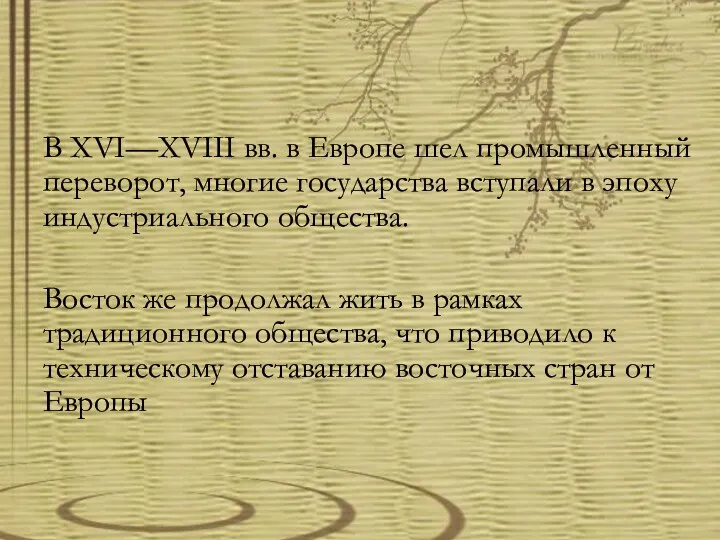 В XVI—XVIII вв. в Европе шел промышленный переворот, многие государства