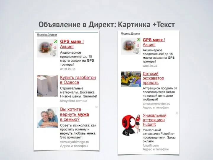 Объявление в Директ: Картинка +Текст