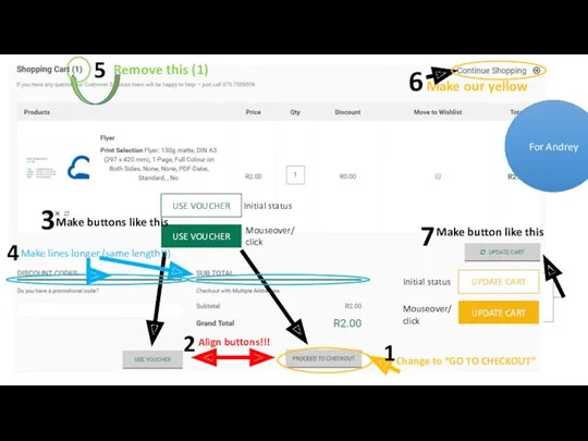 Change to “GO TO CHECKOUT” Align buttons!!! USE VOUCHER USE