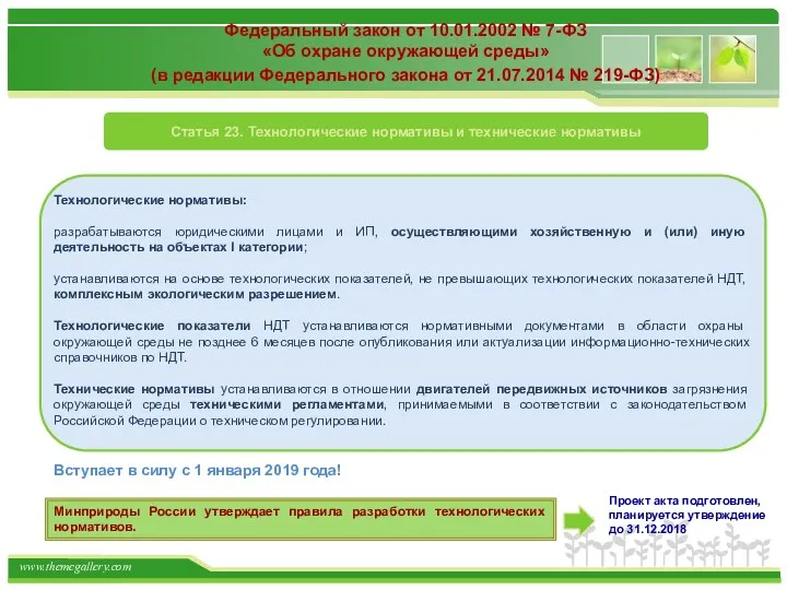 Федеральный закон от 10.01.2002 № 7-ФЗ «Об охране окружающей среды» (в редакции Федерального