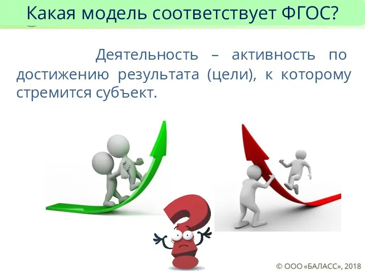 Деятельность – активность по достижению результата (цели), к которому стремится