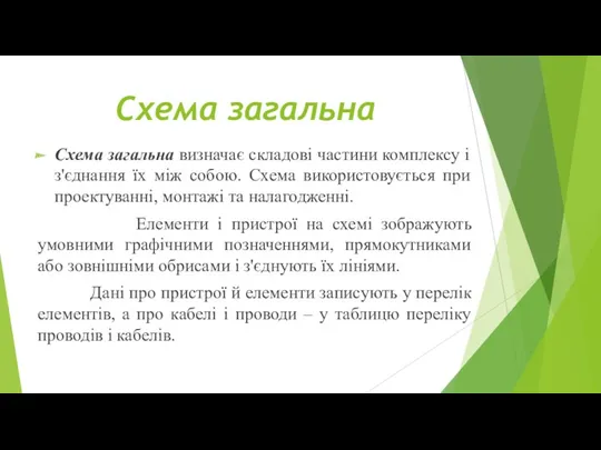 Схема загальна Схема загальна визначає складові частини комплексу і з'єднання