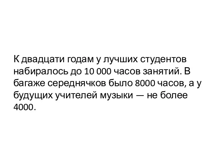 К двадцати годам у лучших студентов набиралось до 10 000