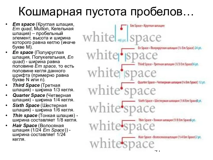 Кошмарная пустота пробелов… Em space (Круглая шпация, Em quad, Mutton,