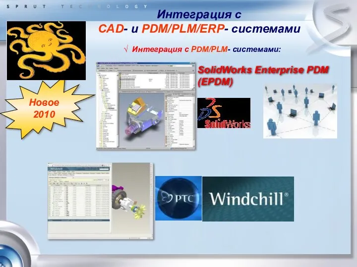 Интеграция с CAD- и PDM/PLM/ERP- системами Новое 2010 SolidWorks Enterprise
