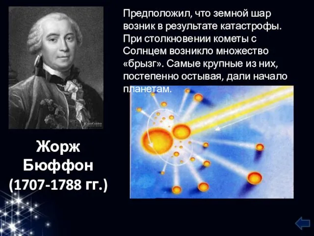 Жорж Бюффон (1707-1788 гг.) Предположил, что земной шар возник в