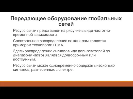 Передающее оборудование глобальных сетей Ресурс связи представлен на рисунке в виде частотно-временной зависимости.