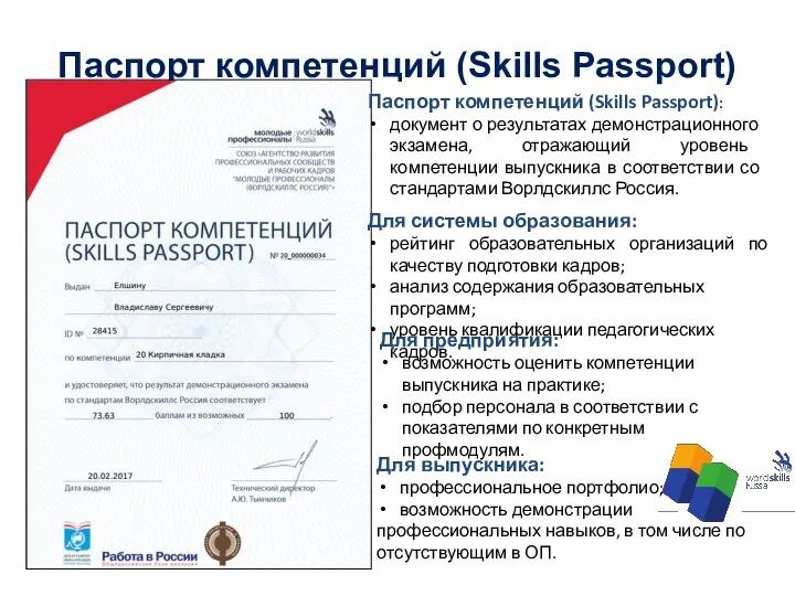 Паспорт компетенций (Skills Passport) Паспорт компетенций (Skills Passport): документ о