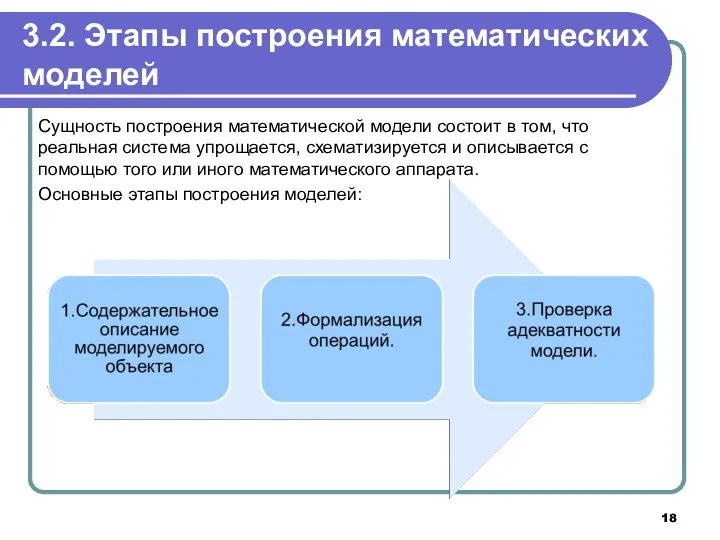 3.2. Этапы построения математических моделей Сущность построения математической модели состоит