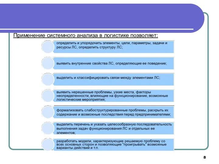 Применение системного анализа в логистике позволяет: