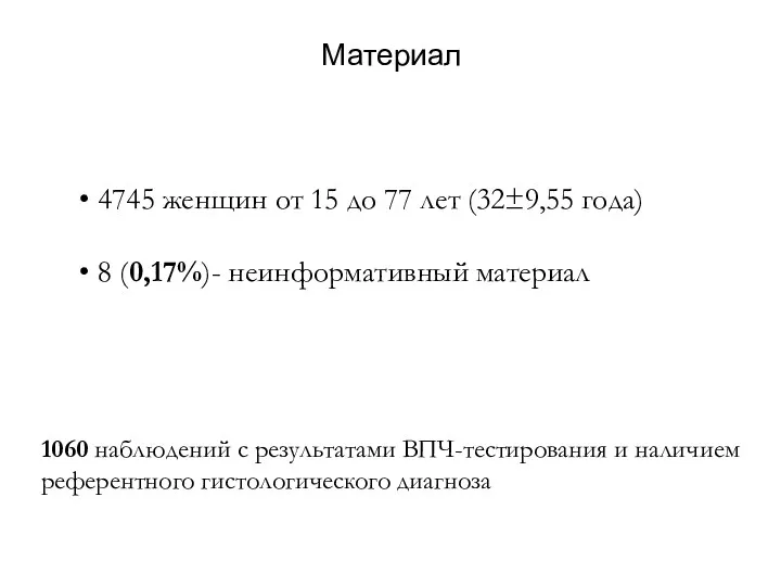 Материал 4745 женщин от 15 до 77 лет (32±9,55 года)