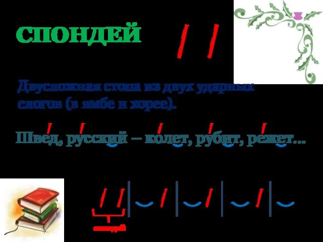 Швед, русский – колет, рубит, режет… СПОНДЕЙ Двусложная стопа из