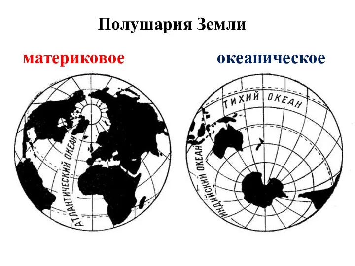 Полушария Земли материковое океаническое