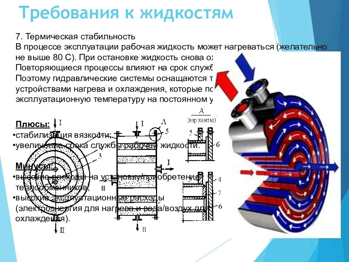 Требования к жидкостям 7. Термическая стабильность В процессе эксплуатации рабочая