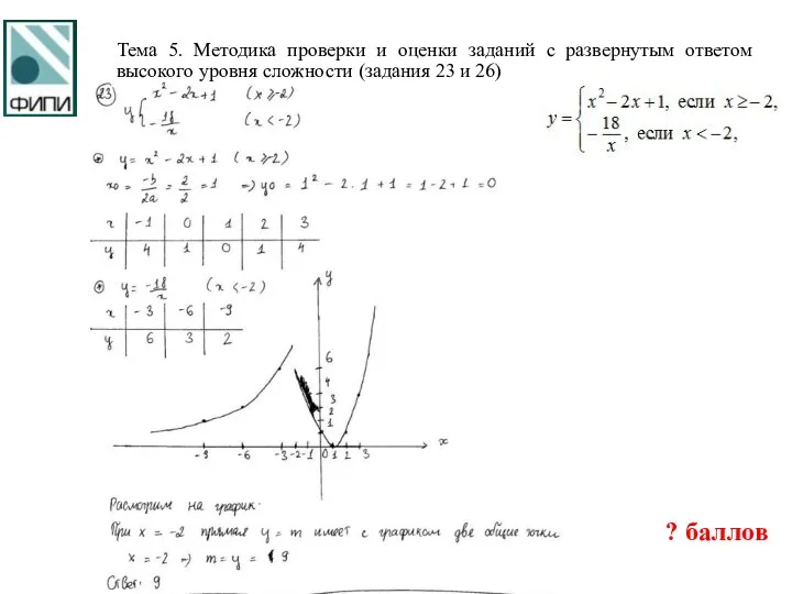 Тема 5. Методика проверки и оценки заданий с развернутым ответом высокого уровня сложности