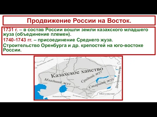 Продвижение России на Восток. 1731 г. – в состав России