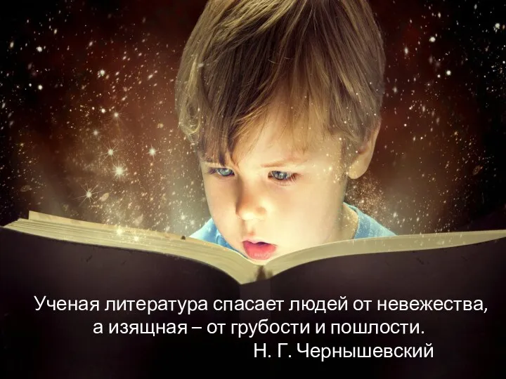 Ученая литература спасает людей от невежества, а изящная – от грубости и пошлости. Н. Г. Чернышевский