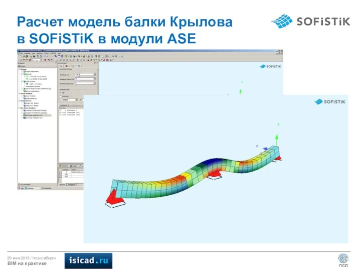 Расчет модель балки Крылова в SOFiSTiK в модули ASE