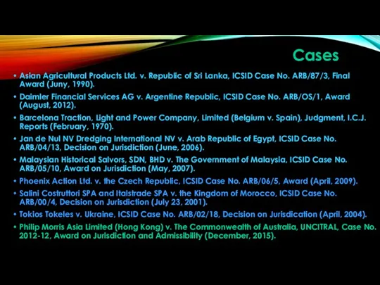 Cases Asian Agricultural Products Ltd. v. Republic of Sri Lanka,