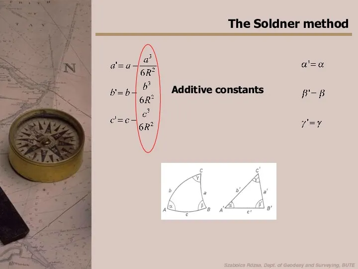 The Soldner method Additive constants