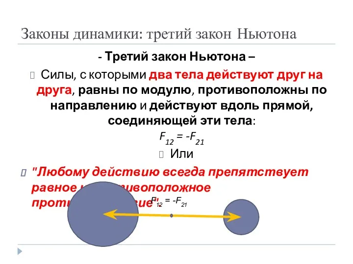 Законы динамики: третий закон Ньютона - Третий закон Ньютона –