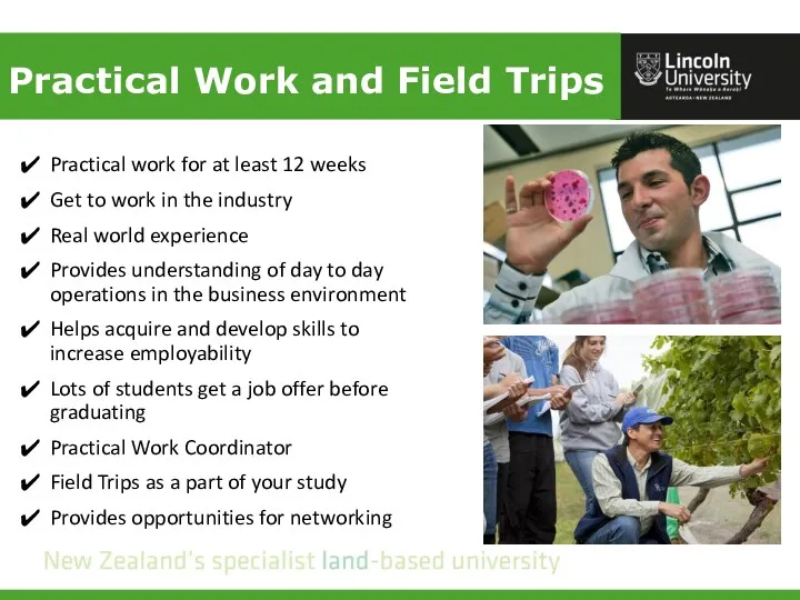 Practical Work and Field Trips Practical work for at least