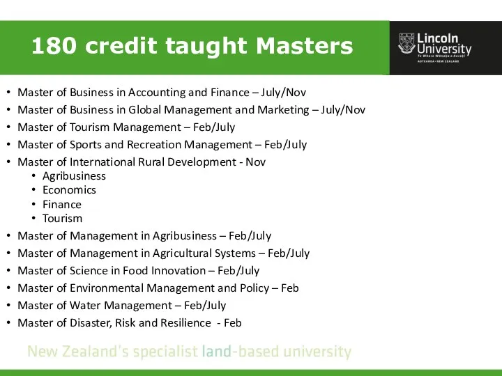 180 credit taught Masters Master of Business in Accounting and