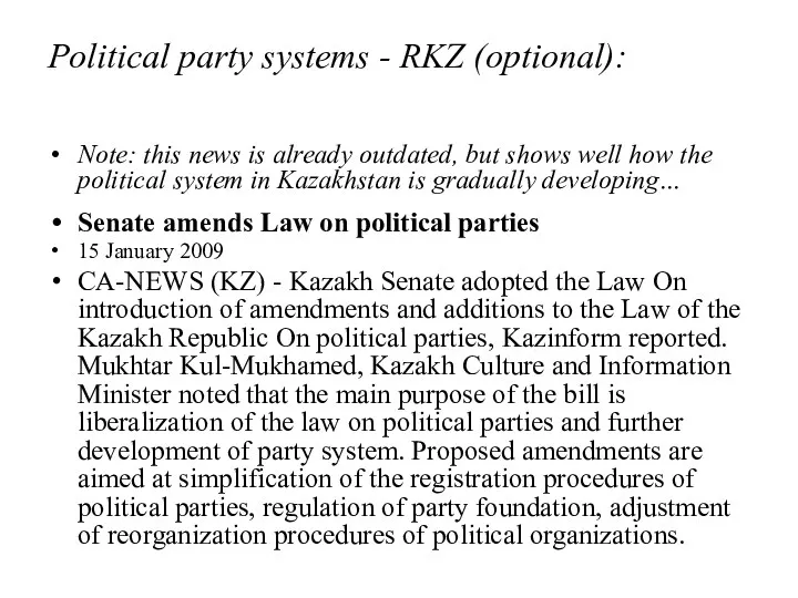 Political party systems - RKZ (optional): Note: this news is