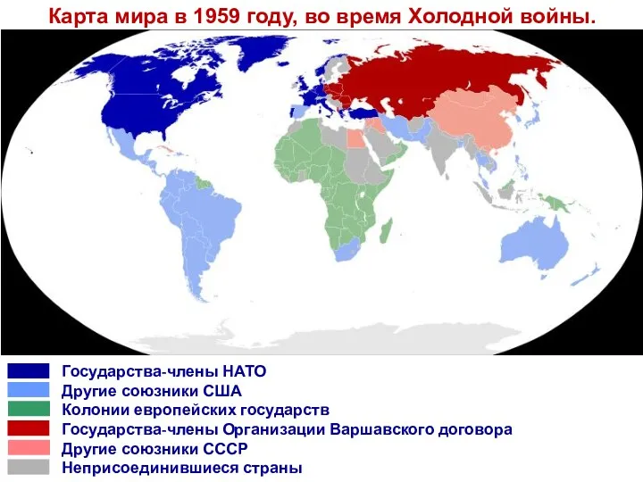 Государства-члены НАТО Другие союзники США Колонии европейских государств Государства-члены Организации Варшавского договора Другие