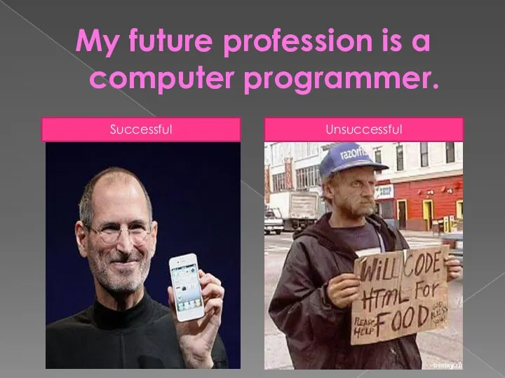 My future profession is a computer programmer. Successful Unsuccessful