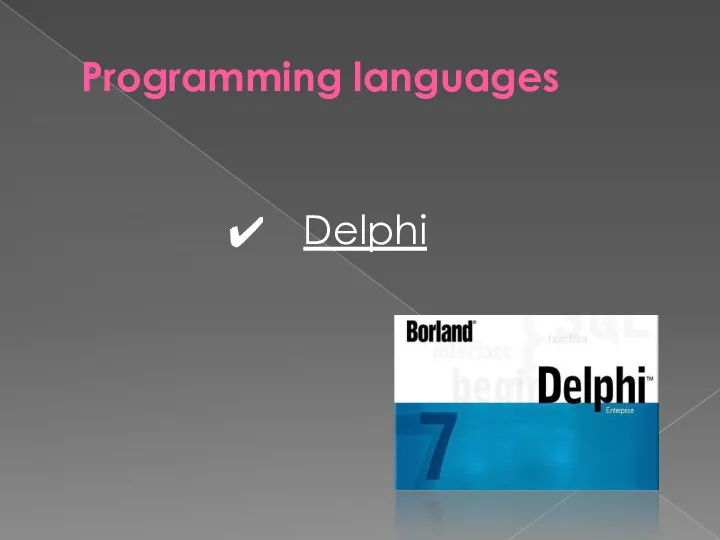Programming languages Delphi