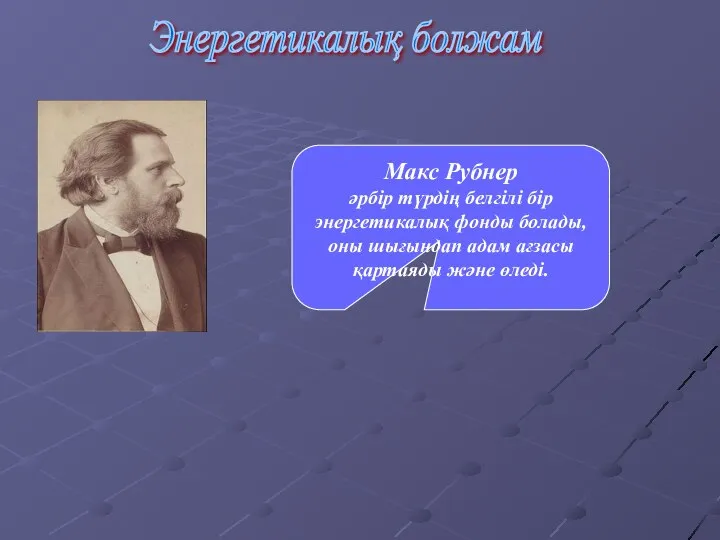 Энергетикалық болжам Макс Рубнер әрбір түрдің белгілі бір энергетикалық фонды